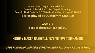 HMB 73 vs 98 Tournament 98 Phillies vs 98 Padres Game 3 Can the Phillies pull off another upset [upl. by Nomal]