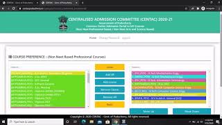 CENTAC 2020 Course preference filling UG NonNeet Professional Arts amp science courses English [upl. by Adnolaj758]