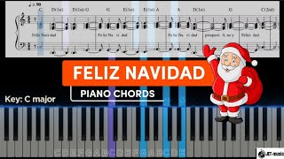 Feliz Navidad Piano Chords  Beginners Christmas songs  Piano Keyboard Tutorial Easy amp Slow [upl. by Randene]