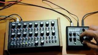 MeeBlip Anode First Demo with Doepfer Dark Time Sequencer and Waldorf Streichfett String Machine [upl. by Ciredec]