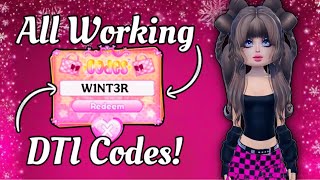 ALL WORKING DRESS TO IMPRESS CODES ❄️☃️ DTI Roblox [upl. by Ramburt]