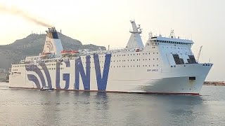 GNV Aries in uscita dal Porto di Palermo [upl. by Eidnahs]