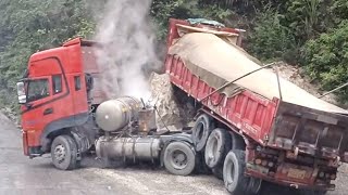 Truck fail compilation【E32】Pure sound compilation of trucks failsTop dangerous moments of dumpers [upl. by Akirahc]