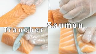 片魚 刀法｜slice salmon for sushi｜couper saumon [upl. by Oicirbaf471]