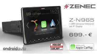 ZENEC ZN965 1DIN Infotainer mit Apple Carplay und Android Auto [upl. by Fleisig]