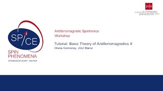 Talks  Antiferromagnetic Spintronics  Olena Gomonay II  Tutorial Basic Theory of Antiferromagn [upl. by Imoen]