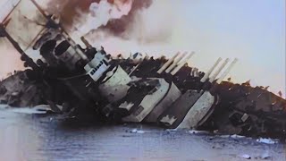 WWI Footage  Colorized amp HD Restoration — Sinking of the SMS Szent István 1918 [upl. by Maxama235]