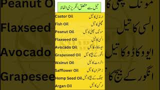 Top Common Oils Vocabulary  English amp Urdu Translations  Learn Oil Names  Part 2 [upl. by Namzzaj]