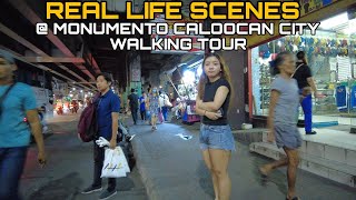 4K HD DOWNTOWN MONUMENTO CALOOCAN CITY PHILIPPINES NIGHT WALK TOUR RUSH HOUR [upl. by Niowtna]