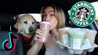 taste testing VIRAL starbucks holiday drinks from tik tok [upl. by Natsreik]