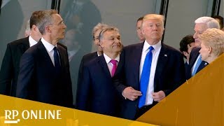 Trump drängelt Szene vom NatoGipfel sorgt für Kritik [upl. by Sylvan]