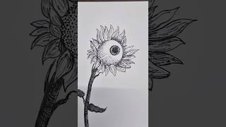 Sunflower Spy  Micron Pen Drawing sunflower drawing youtubeshorts [upl. by Noak]