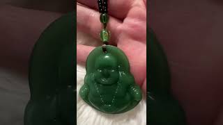 Chrysoprase laughing buddah with green glass beads lucky [upl. by Ginzburg]