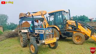 JCB 3DX backhoes machine loading red mud in Swaraj 734 FE tractor with trolley jcb tractor pvlog [upl. by Warring]