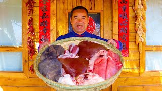 Best Way To Cook Sheeps Offal Huge Sheeps Lung in Delicious Haggis HOTPOT  Uncle Rural Gourmet [upl. by Atirhs]