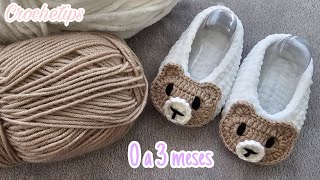 PANTUNFLAS O ZAPATOS DE OSITOS🧸❤️ PARA BEBÉ  CROCHET PRINCIPIANTES [upl. by Nonnac]