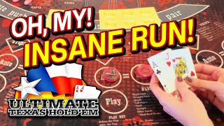 😮 INSANE RUN on Ultimate Texas Hold Em Poker in Las Vegas [upl. by Eesdnil]