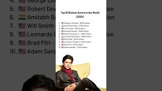 Top 10 Richest Actors in the World 2024 shorts ytshorts shahrukh dwanejohnson india [upl. by Ivens]