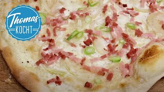 Elsässer Flammkuchen selber machen  Rezept ohne Hefe  Thomas kocht [upl. by Blondelle]