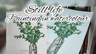 Beautiful prosses of painting a vase in watercolour  watercolor art  art studio [upl. by Flinn]