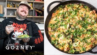 Matty Mattheson makes Broccoli Chicken Cheddar Curry Casserole  Gozney Master [upl. by Ixel]