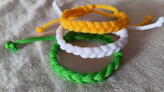 super easy macrame 🧶 तिरंगा bracelet sliding knot 🎀✨ craft macramemakers youtuberakshabandhan [upl. by Cattan]