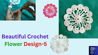 How to make easy crochet flower for thaalposh design5Crochet rumal flower tutorial for beginners [upl. by Vigor433]