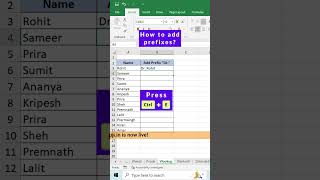 How to Add Prefix in Excel shorts excel exceltricks mexcel [upl. by Nodroj446]