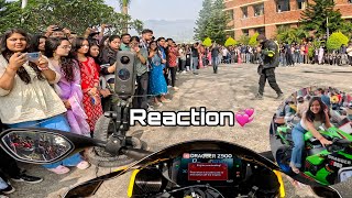 First Day in College on My Kawasaki Zx10r  College Fest  Cute Girl Reaction zx10r cute z900 [upl. by Wsan]