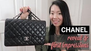 CHANEL JUMBO CLASSIC SINGLE FLAP REVEAL amp FIRST IMPRESSION REVIEW  FashionablyAMY [upl. by Lraed124]