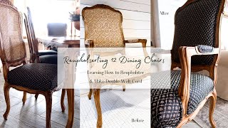 Reupholstering 12 Dining Chairs learning how to upholster and make double welt [upl. by Annawek30]