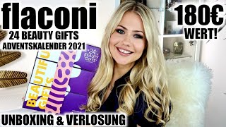 flaconi 24 BEAUTY GIFTS ADVENTSKALENDER 2021 Unboxing amp Verlosung [upl. by Anerak]