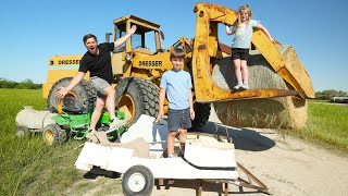 Playing on the Farm with Hudson and Holly  Tractors for kids [upl. by Jehius407]