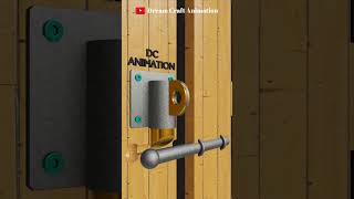 Amazing Metal Latch Lock Animation 3dnimation satisfying doorlock wood [upl. by Eetnod]