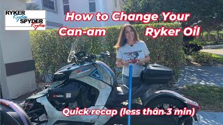 Quick Oil Change Recap for Canam Ryker [upl. by Noskcire]