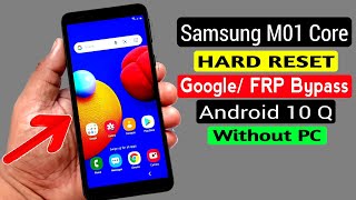 Samsung M01 Core Hard Reset amp GoogleFRP Bypass ANDROID 10 Q Without PC [upl. by Isabeau]