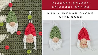 Crochet Gnome Appliqué Tutorial  Crochet Advent Calendar Series [upl. by Nylssej]