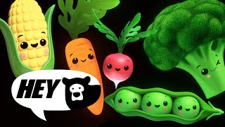 Hey Bear Sensory  Funky Veggies EXTENDED  Fun Animation with Music  Dance Video [upl. by Ylac]