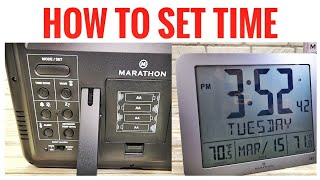 How To Set Time Marathon Atomic Clock with Indoor  Outdoor Temperature Time Zone Fix [upl. by Christy]