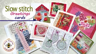 Slow Stitch hand embroidery greetings card tutorial for all seasons [upl. by Lleuqar82]