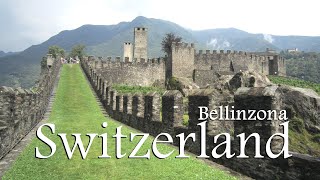 Picturesque medieval Castles of Bellinzona Glacier Express ZERMATT to BELLINZONA [upl. by Stodder]