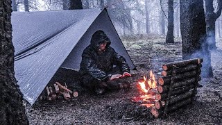 Facing the Elements With Only A SIMPLE Tarp Shelter  Bushcraft Camping Compilation [upl. by Moody571]