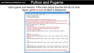 07Add a game over feature in Pygame  tutorial from wwwteachyourselfpythoncom [upl. by Cristy411]