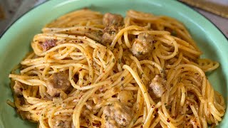 Spaghetti met Boursin en verse worst [upl. by Medrek661]