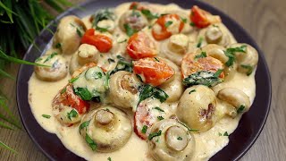 Sehr einfach und lecker Gebratene Champignons in Frischkäsesauce mit Tomaten [upl. by Yaras]