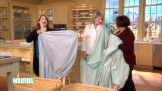 How to Fold a Fitted Sheet⎢Martha Stewarts Best Folding Hacks [upl. by Ennaegroeg]