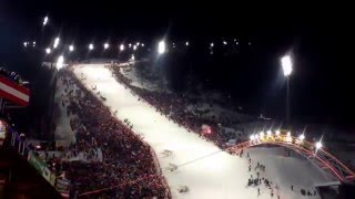 Nightrace Schladming 2016  Marcel Hirscher  LIVE  Tribüne  1 Durchgang [upl. by Eneleahcim]