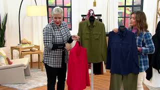 Joan Rivers Stretch Sateen Button Front Shirt with Hem Detail on QVC [upl. by Ruford]