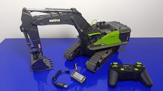 Unboxing excavadora HUINA 1593 RC 114 MUY ¡¡REALISTA [upl. by Enelrihs791]