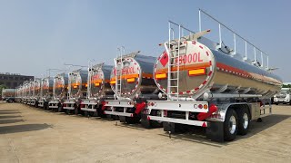 2Axle 38000L aluminum alloy oil tank trailer is exported overseas in batchesWhatsApp8617661318333 [upl. by Geerts]